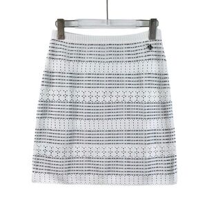 Chanel Elegant White and Black Striped Skirt